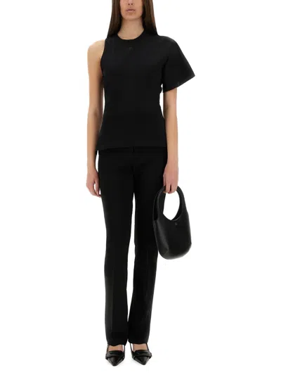 Courrèges Courregès Oneshoulder Tshirt In Scuba In Black