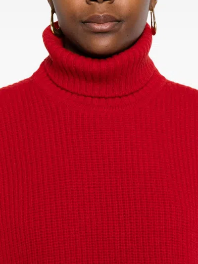 Davantino Turtleneck Sleeveless Wool Sweater In Red