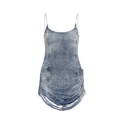 Diesel Sleek Fitted Dress With Gathered Hem Detail In Blue