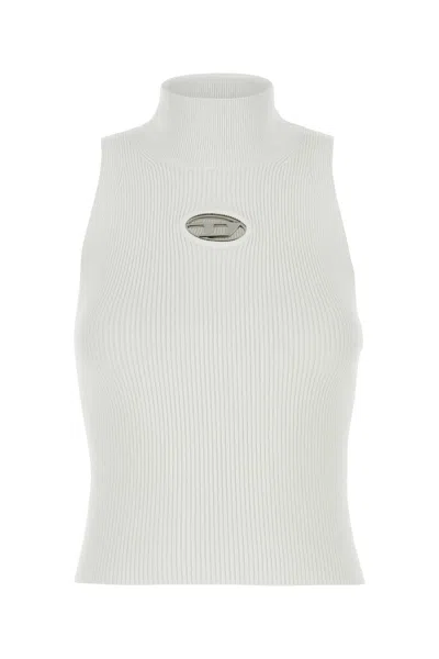 Diesel Sleeveless Top With Logo In White