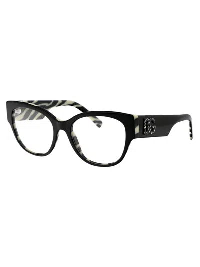 Dolce & Gabbana Black On Zebra Acetate Optical Glasses In Black