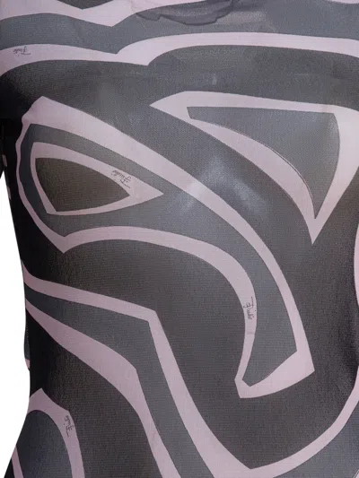 Pucci Labirinto Print Tulle Maxi Dress In Black