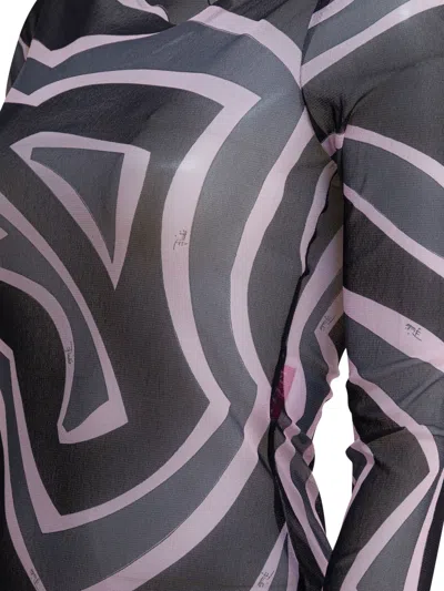 Pucci Labirinto Print Tulle Maxi Dress In Black