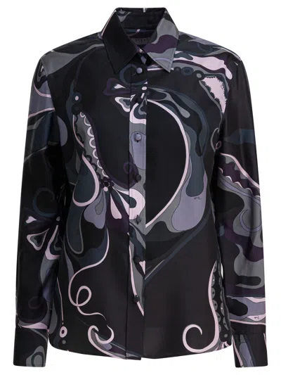 Pucci Orchid Print Shirt In Black