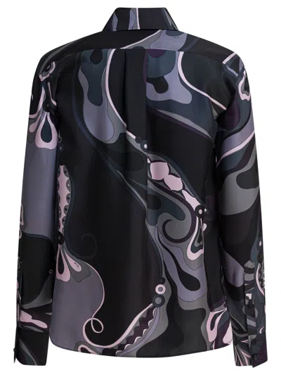 Pucci Orchid Print Shirt In Black