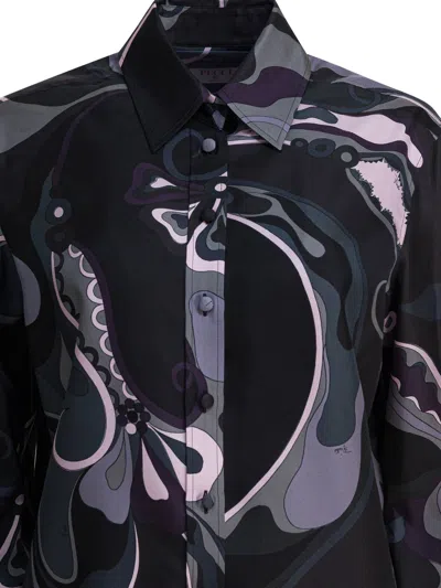 Pucci Orchid Print Shirt In Black