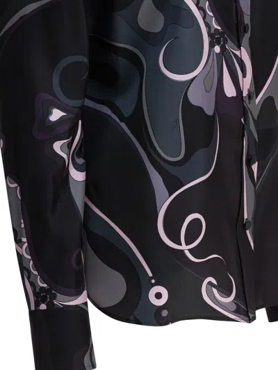 Pucci Orchid Print Shirt In Black