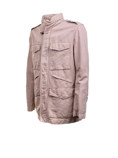 Fay Field Over Fit Jacket In Cotton And Linen Canvas In Pink