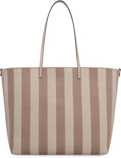 Fendi Pequin Striped And Ff Fabric Roll Large Reversible Shopper