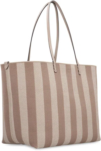 Fendi Pequin Striped And Ff Fabric Roll Large Reversible Shopper