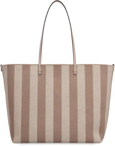 Fendi Pequin Striped And Ff Fabric Roll Large Reversible Shopper