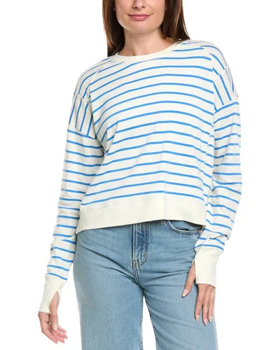 Sweaty Betty Womens After Class Crop Cotton And Modal-blend Sweatshirt Tidal Blue Stripe Xs In Blue