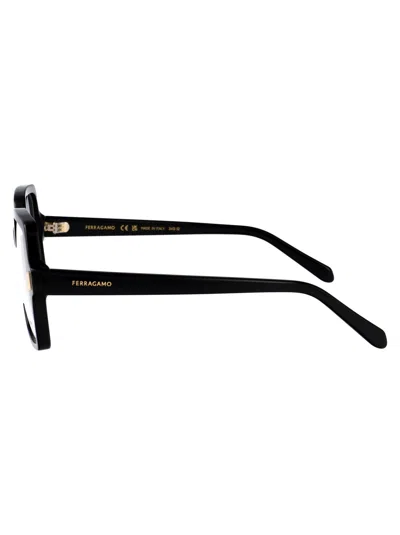 Ferragamo Black Acetate Glasses In Brown