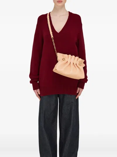 Ferragamo Pink Crossbody Bag With Chain-link Handle And Gancini Plaque On The Front In Neutral