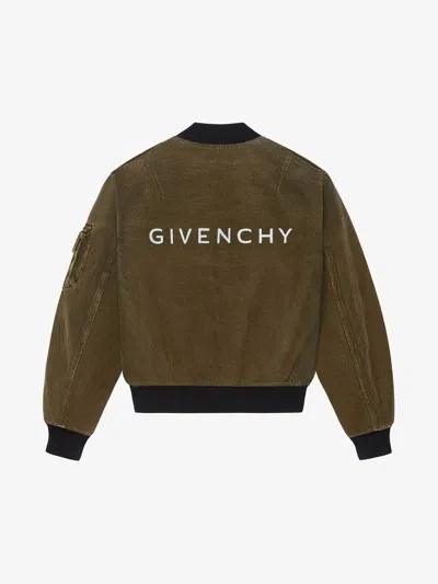 Givenchy Reversible Denim Bomber Jacket In Brown