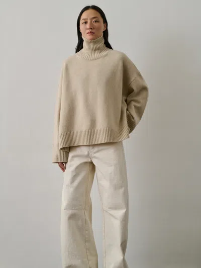 Soeur Womens Ecru Chine William High-neck Merino-wool Jumper In White
