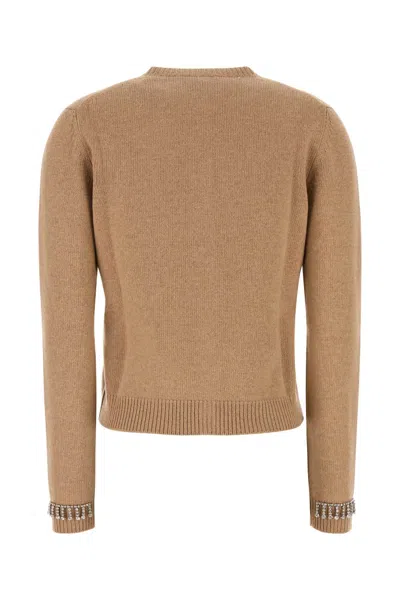 Gucci Camel Wool Blend Cardigan In Brown