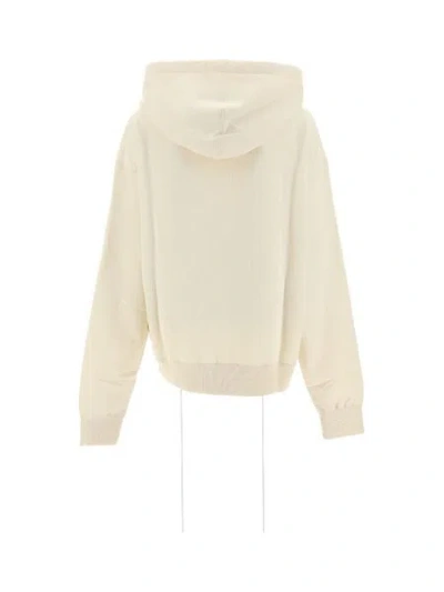 Jil Sander Logo Cotton Hoodie With Drawstring Hood In Neutral