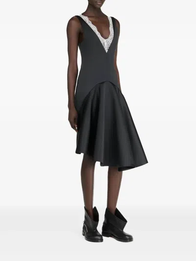 Jw Anderson Draped Dress With V-neckline In Black