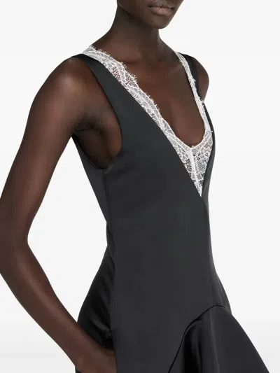 Jw Anderson Draped Dress With V-neckline In Black