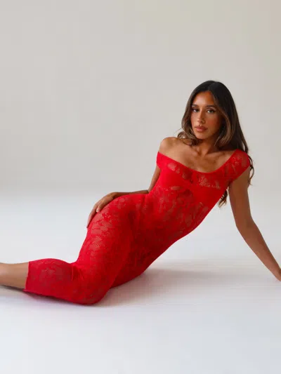Outcast Kaelis Midi Dress Red In Red