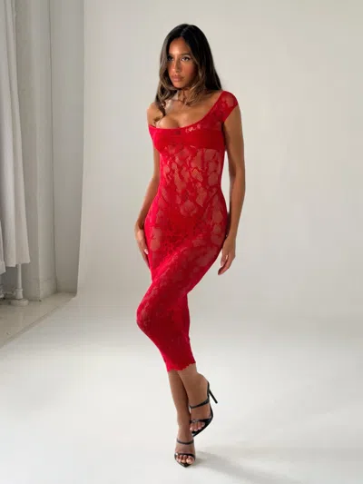 Outcast Kaelis Midi Dress Red In Red