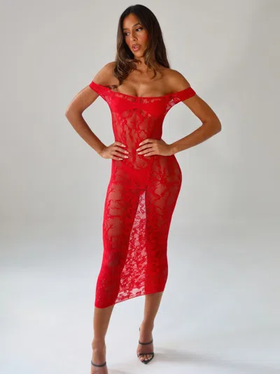 Outcast Kaelis Midi Dress Red In Red