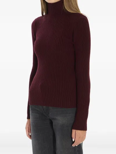 Max Mara Burgundy Stretch Wool Blend Aral1234 Sweater In Burgundy