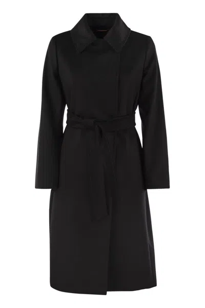 Max Mara Studio Black Wool Bcollag Coat In Black