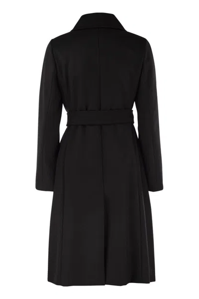 Max Mara Studio Black Wool Bcollag Coat In Black