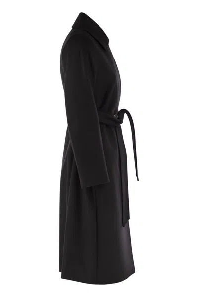 Max Mara Studio Black Wool Bcollag Coat In Black