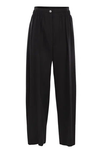Sportmax Wide Leg Trousers Elastic Waistband In Black