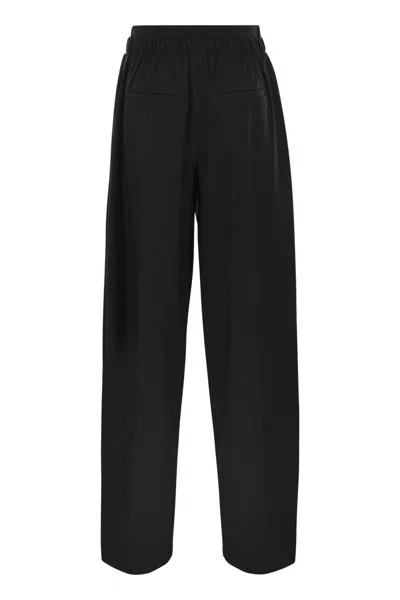 Sportmax Wide Leg Trousers Elastic Waistband In Black