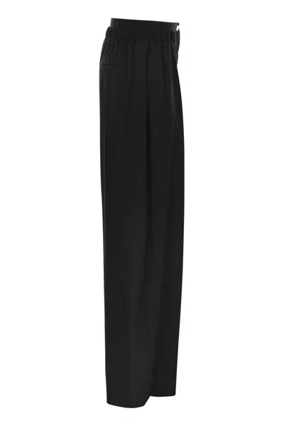 Sportmax Wide Leg Trousers Elastic Waistband In Black