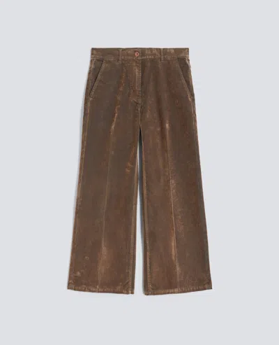 Aspesi Pantalone In Denim Floccato Delave - Tortora In Brown