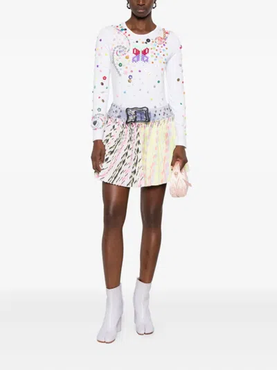 Chopova Lowena White Day Defunct Beaded Jersey T-shirt In Multi