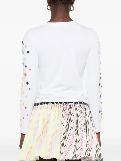 Chopova Lowena White Day Defunct Beaded Jersey T-shirt In Multi