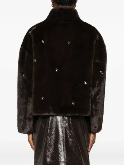 Vicolo Crystal-embellished Coat In Brown