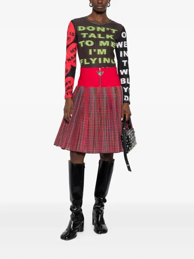 Chopova Lowena Don't Talk To Me Long Sleeve Mesh Top In Brown