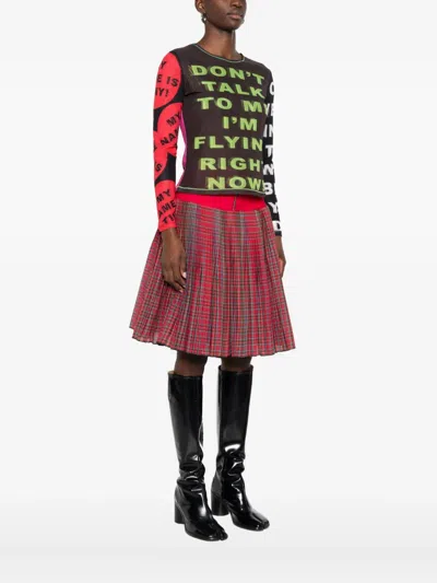 Chopova Lowena Don't Talk To Me Long Sleeve Mesh Top In Brown