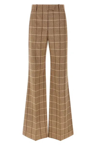Valentino Garavani Garavani Wool Pants With Window Pattern In Brown