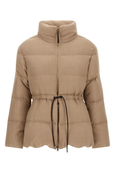 Herno Quilted Drawstring Wool Jacket In Neutral