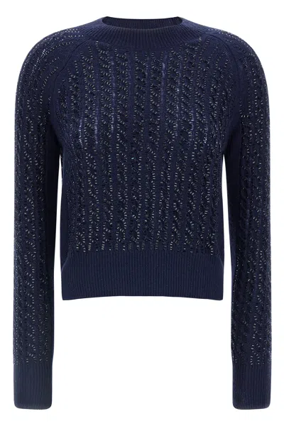 Ermanno Scervino Baguette Studded Sweater Sweaters And Cardigans Blue In Blue