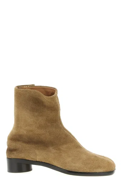 Maison Margiela Beige Suede Tabi Ankle Boots In Neutral