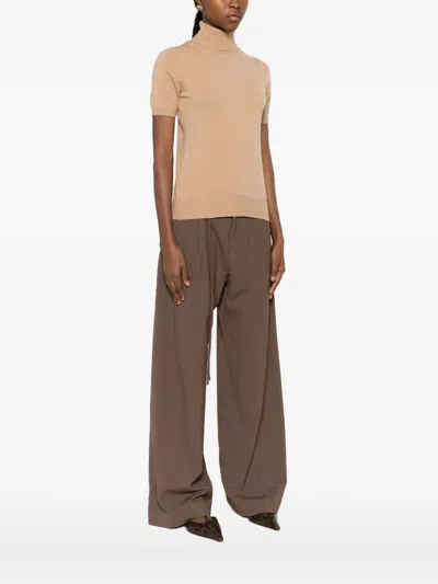 Vicolo Fine-knit Jumper In Brown