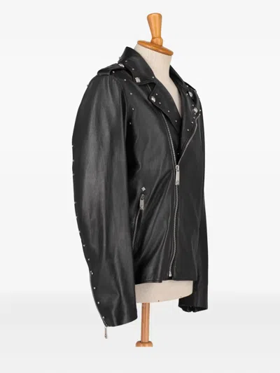 Pre-owned John Richmond Leather Biker Jacket In Black