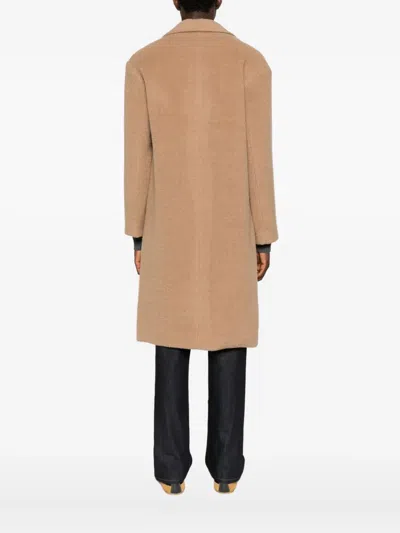 Amaranto Mid-length Cashmere-lambswool Blend Coat With Notch Collar In Brown
