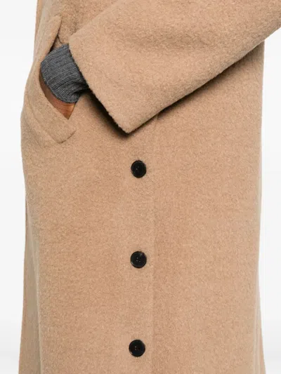 Amaranto Mid-length Cashmere-lambswool Blend Coat With Notch Collar In Brown