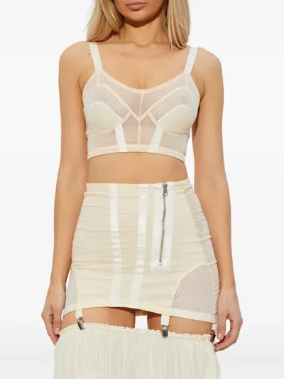 Knwls Uma Mesh Panel Top In Neutral