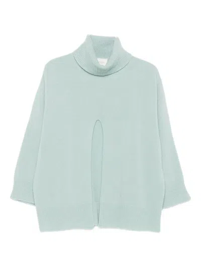 Vicolo Front-slit Roll-neck Sweater In Blue